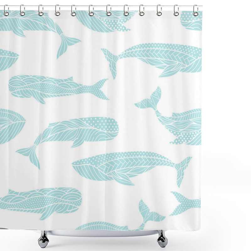 Personality  Whales Seamless Pattern Shower Curtains