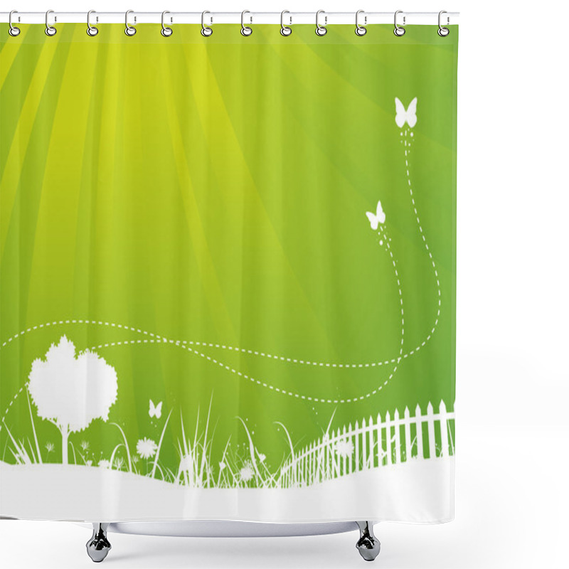 Personality  Spring And Summer Butterflies Garden Background Shower Curtains