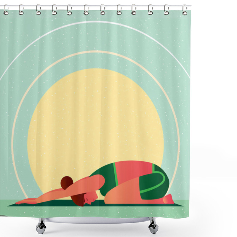 Personality  Girl In Yoga Childs Resting Pose Or Balasana Shower Curtains