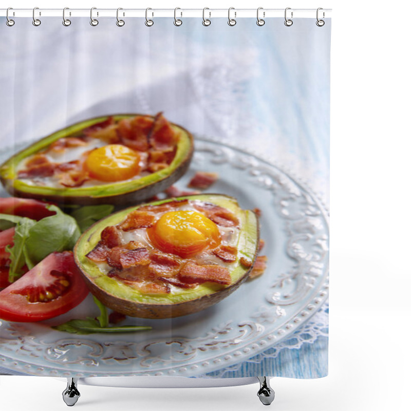 Personality  Avocado Egg Boats With Bacon Shower Curtains