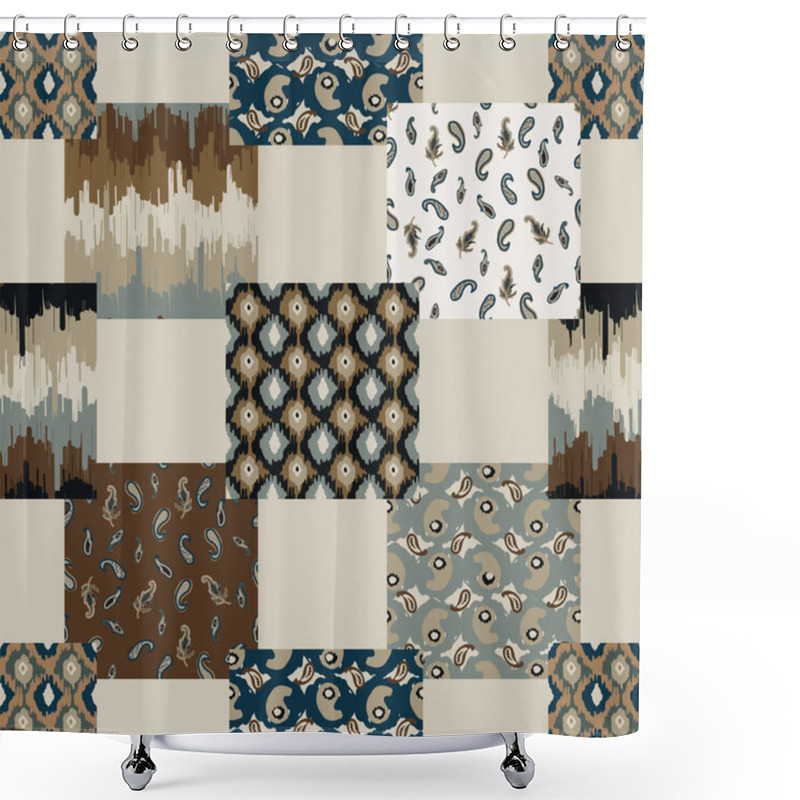 Personality  Seamless Pattern With Abstract Patchwork  Texture Shower Curtains