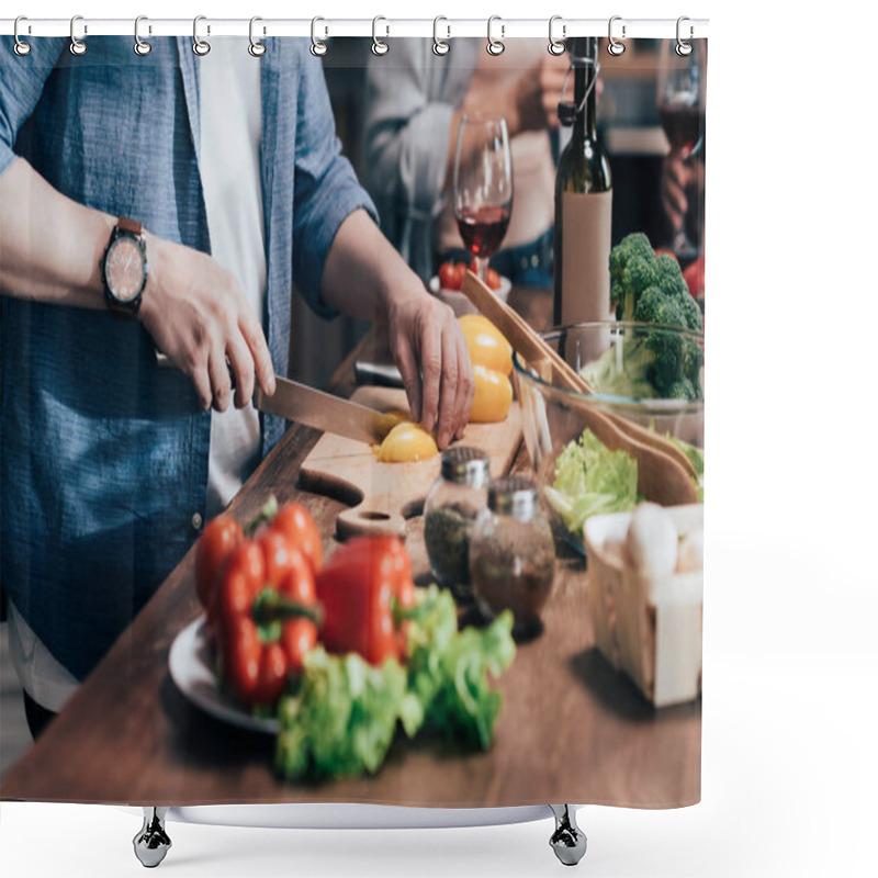 Personality  Man Cooking Vegetable Salad Shower Curtains