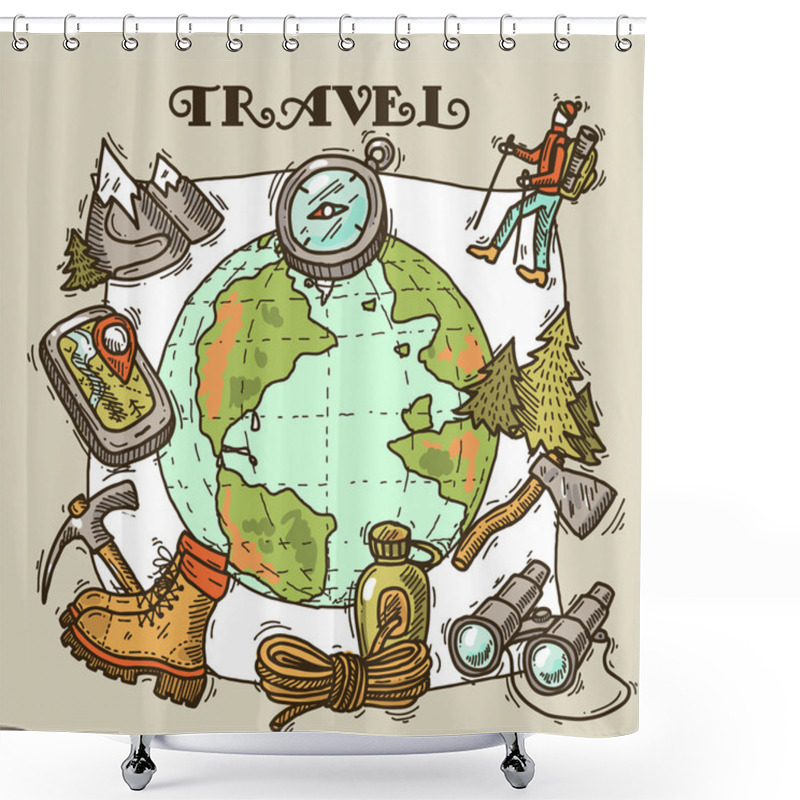 Personality  Travel Illustration Shower Curtains