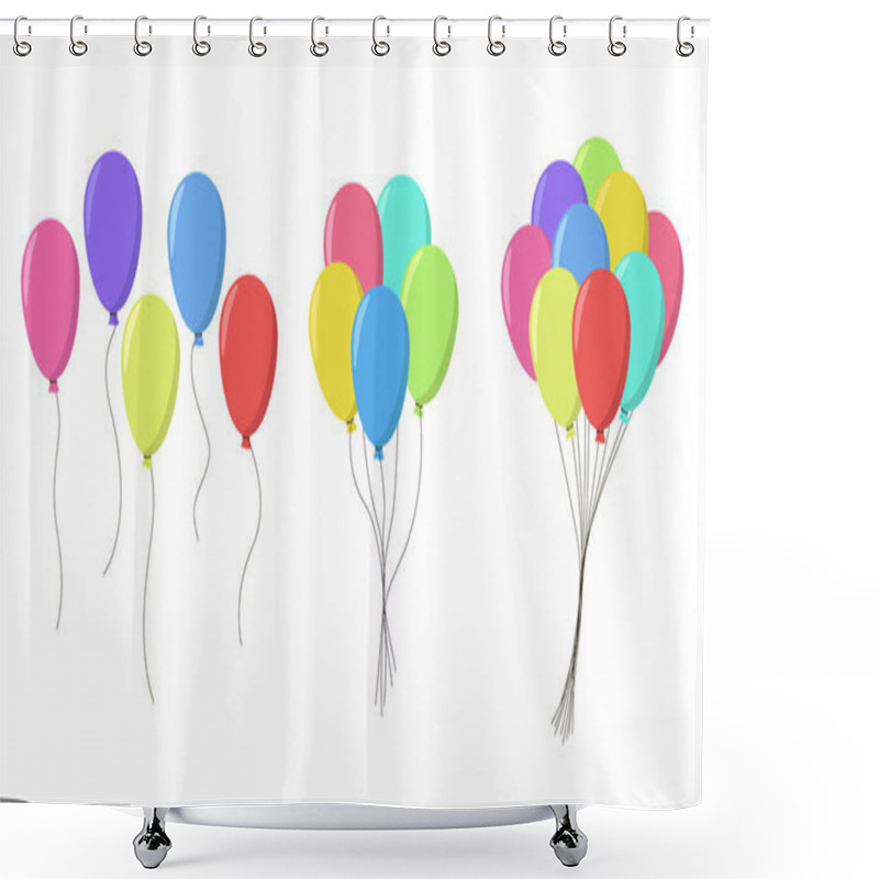 Personality  Balloons Flying Up. Air Baloons Groups, Festive Decorations Floating. Baloons Bunches, Bundles. Festive Decorations Floating, Soaring. Helium Ballons Decor On Strings. Shower Curtains