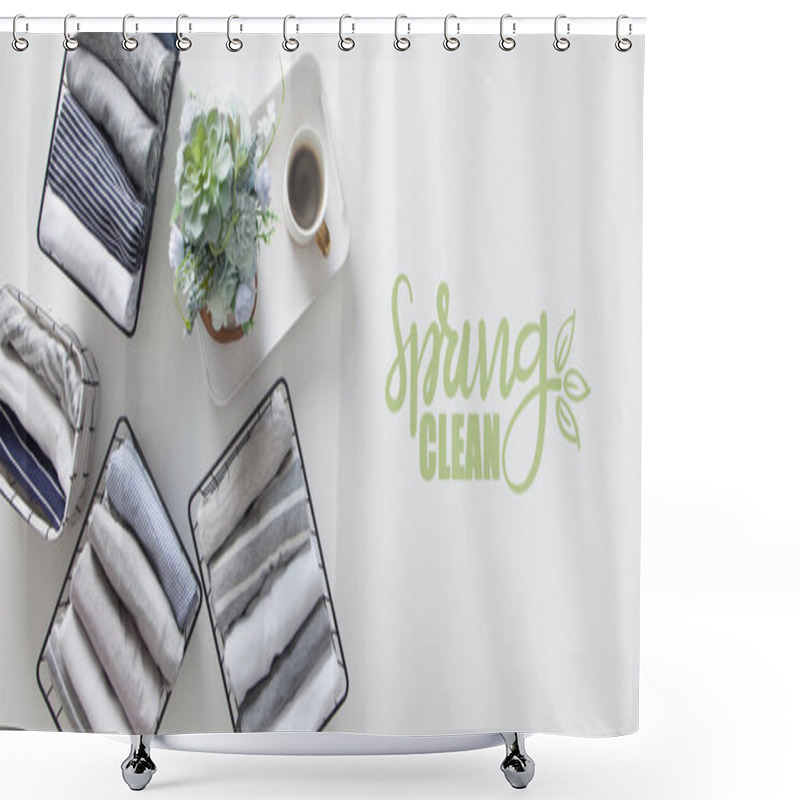 Personality  Spring Cleaning Of Closet. Vertical Tidying Up Storage. Neatly F Shower Curtains