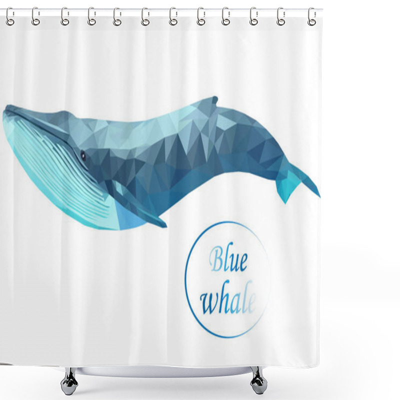 Personality  Blue Whale In Polygon Style Shower Curtains