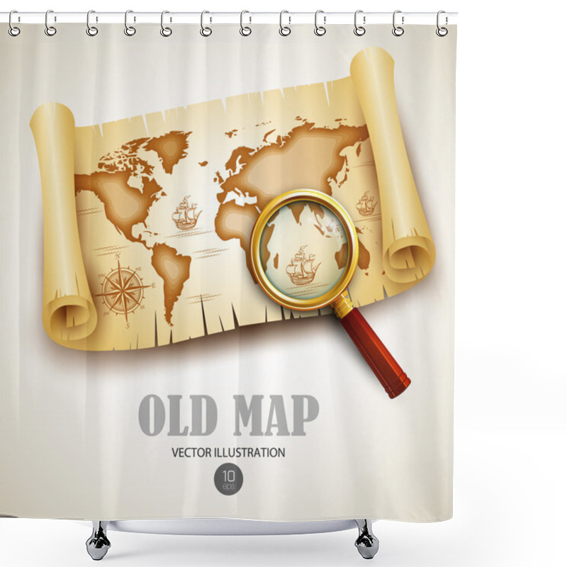 Personality  Old Map. Vector Illustration Shower Curtains