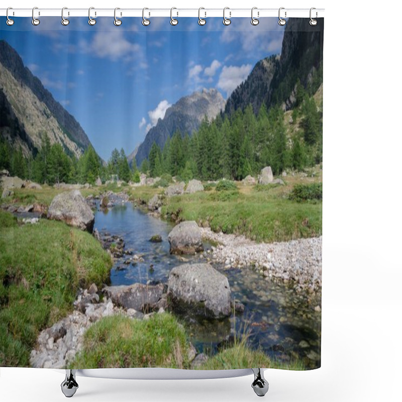 Personality  Mountain Plateau With River Shower Curtains