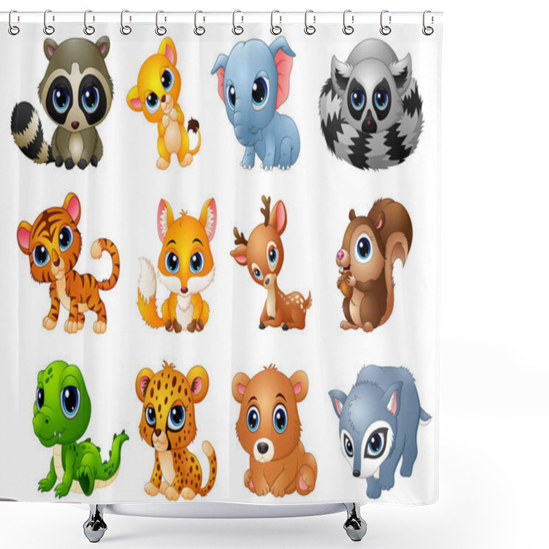 Personality  Cute Animals Cartoon Set Shower Curtains