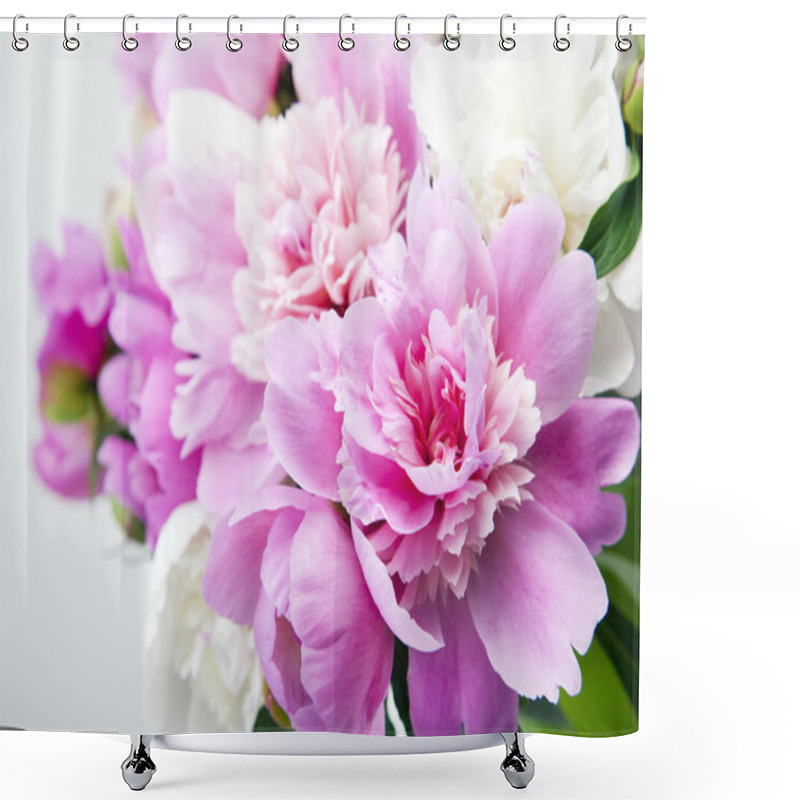 Personality  Beautiful Bouquet Of Pink And White Peonies Shower Curtains