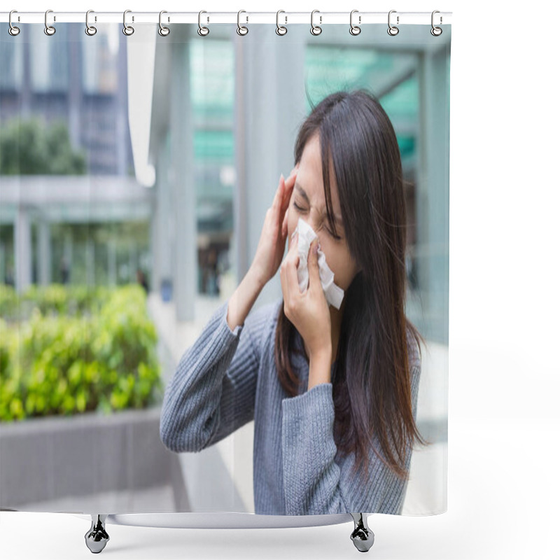 Personality  Woman Feeling Sick Shower Curtains