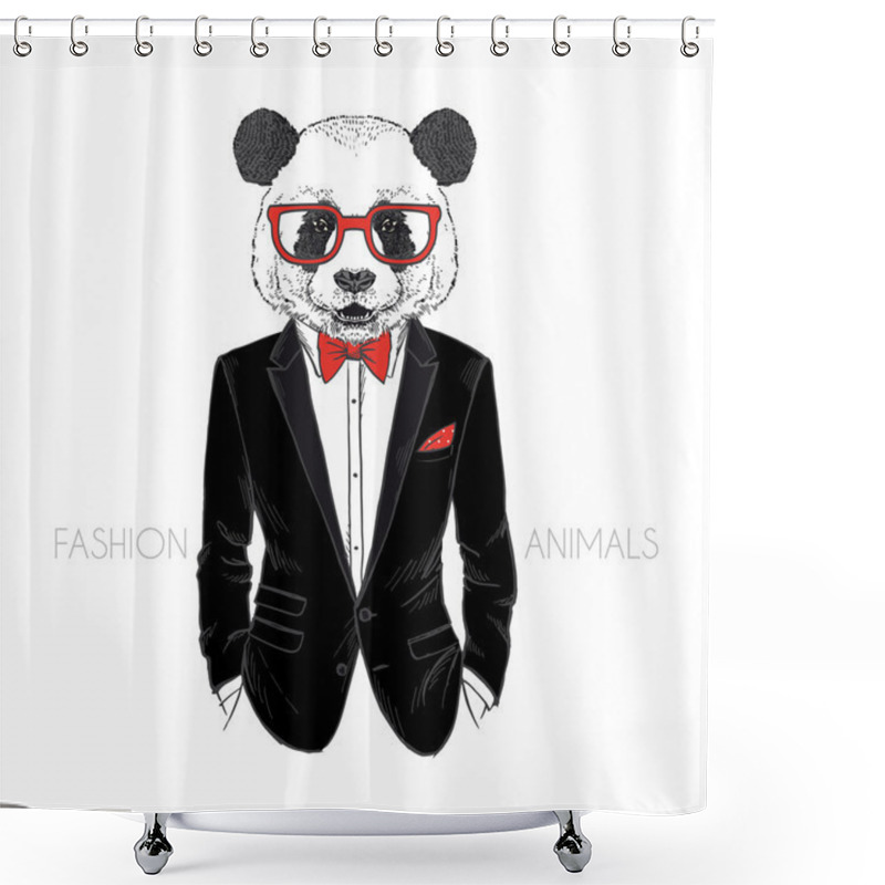 Personality  Panda Boy Dressed Up  Shower Curtains