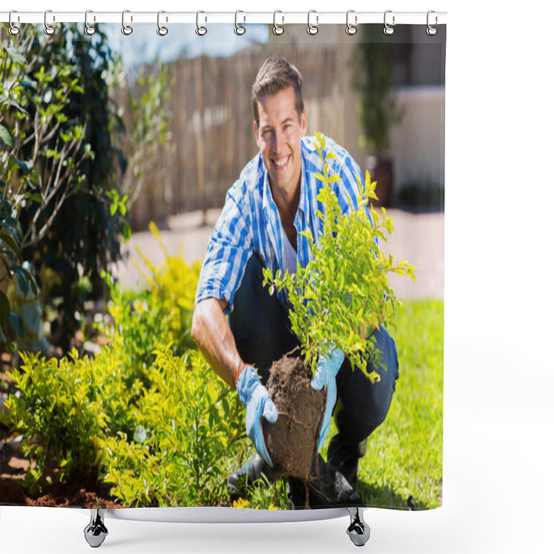 Personality  Young Man Gardening Shower Curtains