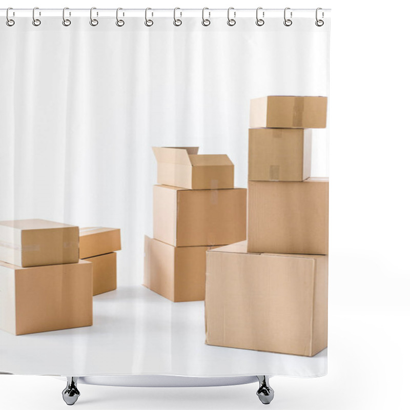 Personality  Stacked Cardboard Boxes Shower Curtains