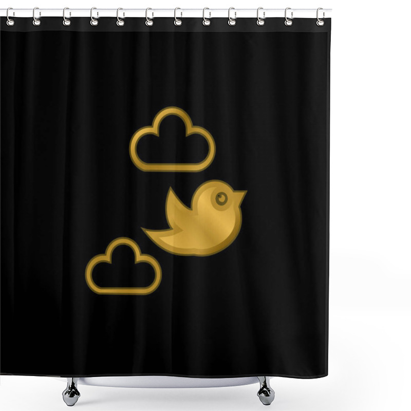 Personality  Bird Flying Between Clouds Gold Plated Metalic Icon Or Logo Vector Shower Curtains