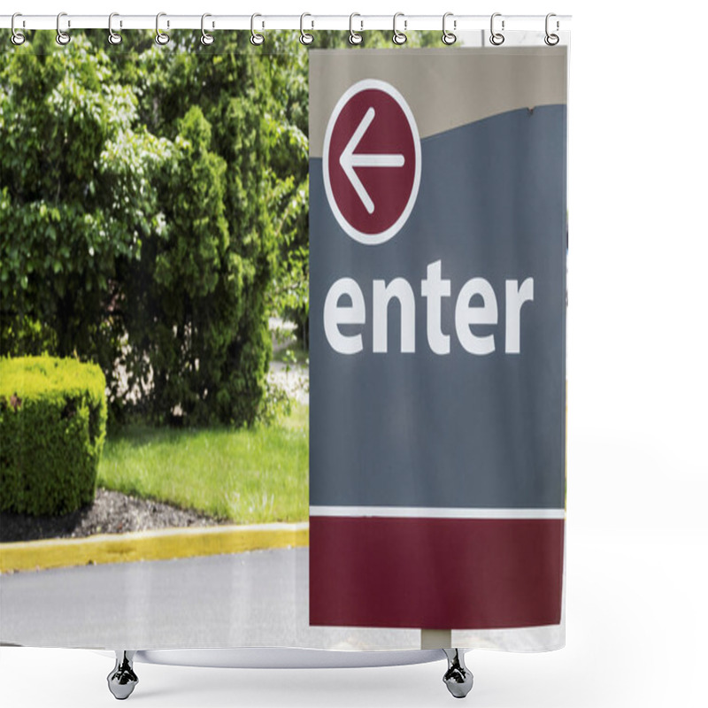 Personality  Maroon And Gray Enter Sign With An Arrow Pointing Left Shower Curtains