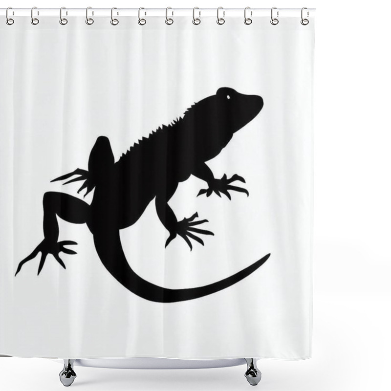 Personality  Vector Silhouette Of Lizard, Curious Lizard Illustration For Reptile And Nature Themes Shower Curtains