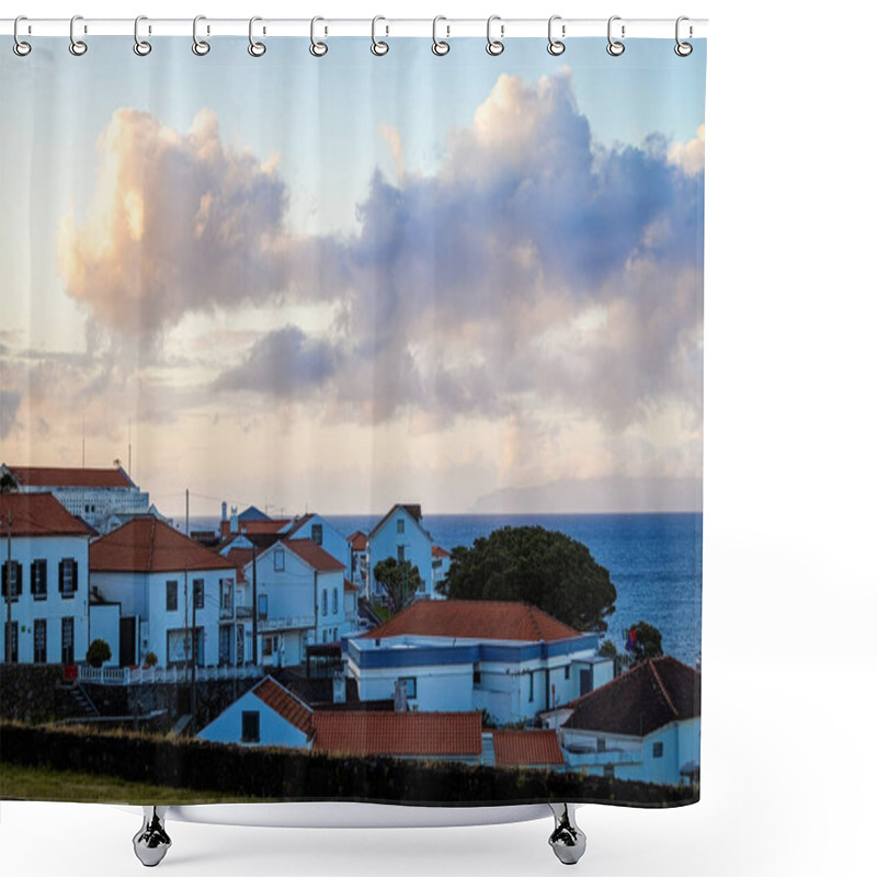 Personality  Traditional Tile Roof Houses At Pico Island Azores Portugal Shower Curtains