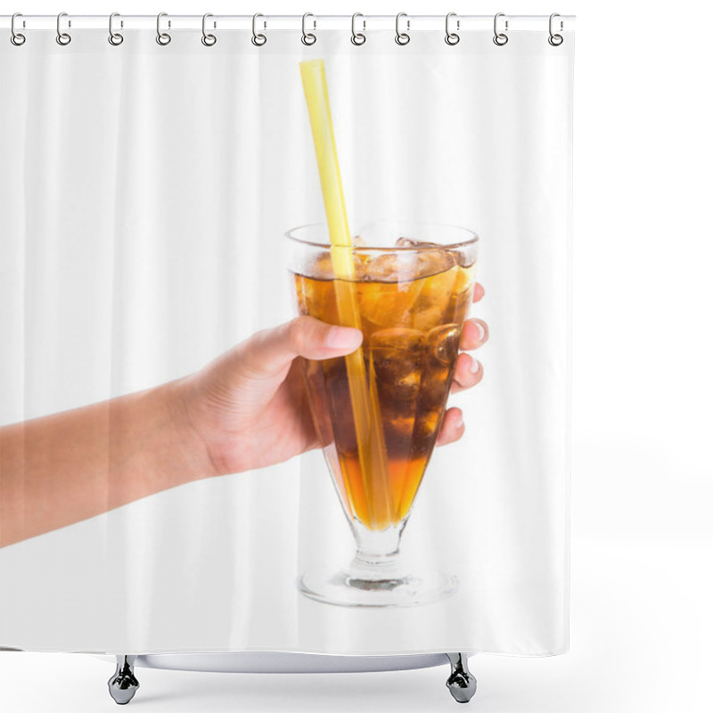 Personality  Teenage Girl Hand Holding Drinks Shower Curtains