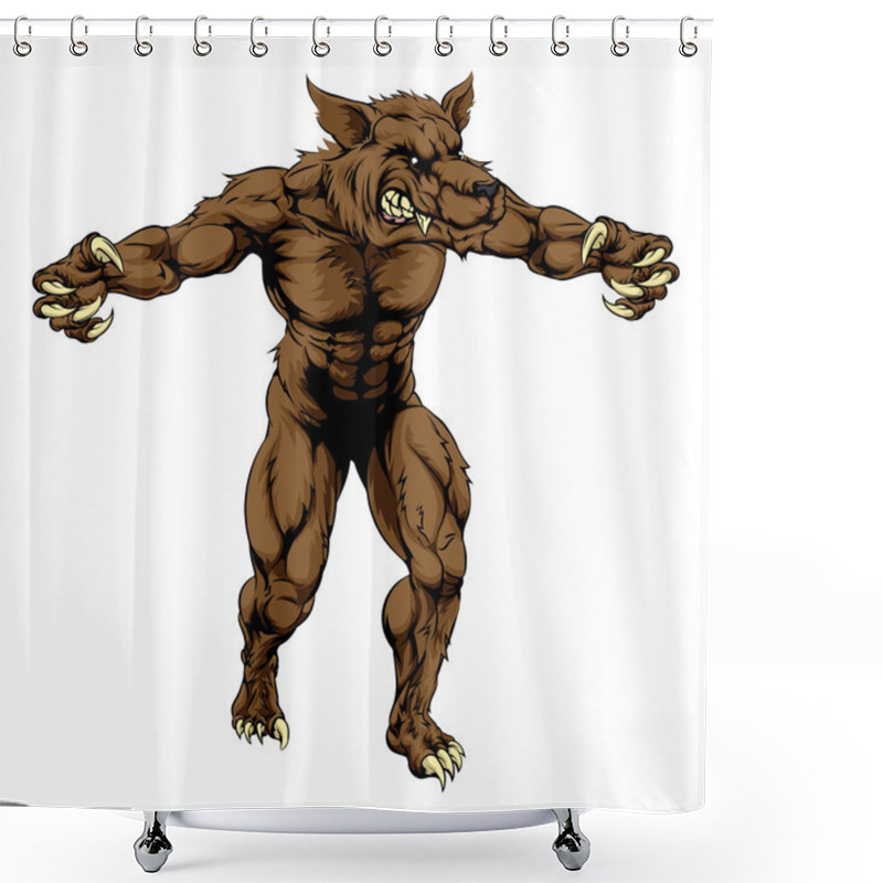 Personality  Werewolf Or Sports Wolf Mascot Shower Curtains