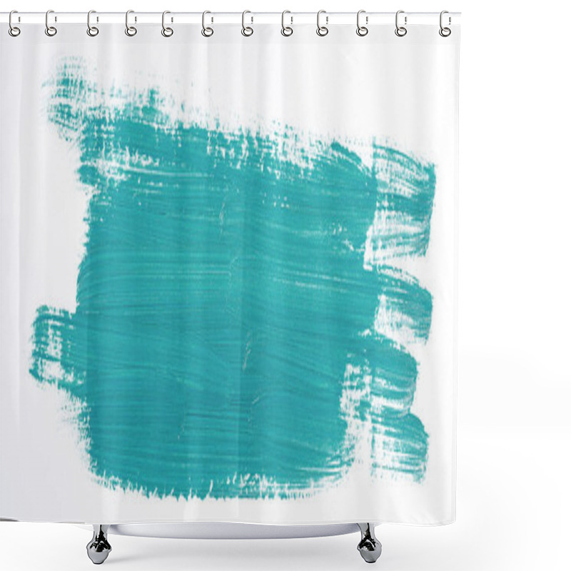 Personality  Turquoise Brush Stroke Isolated Over White Background Shower Curtains