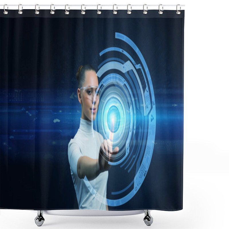 Personality  Girl And Technologies Of The Future Shower Curtains