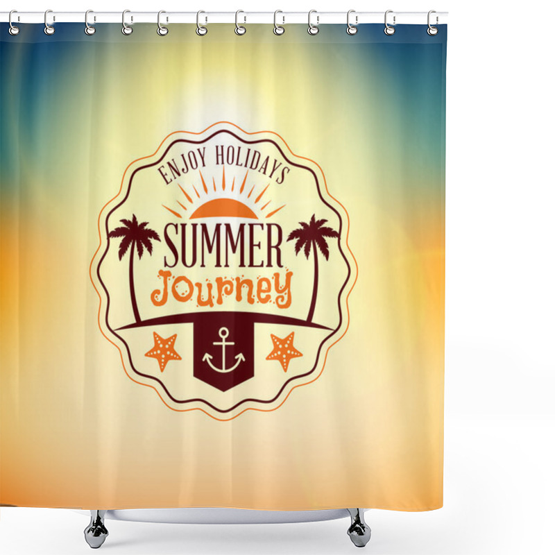 Personality  Retro Summer Holidays Hipster Label. Vector Design Elements On Coloful Summer Background Shower Curtains