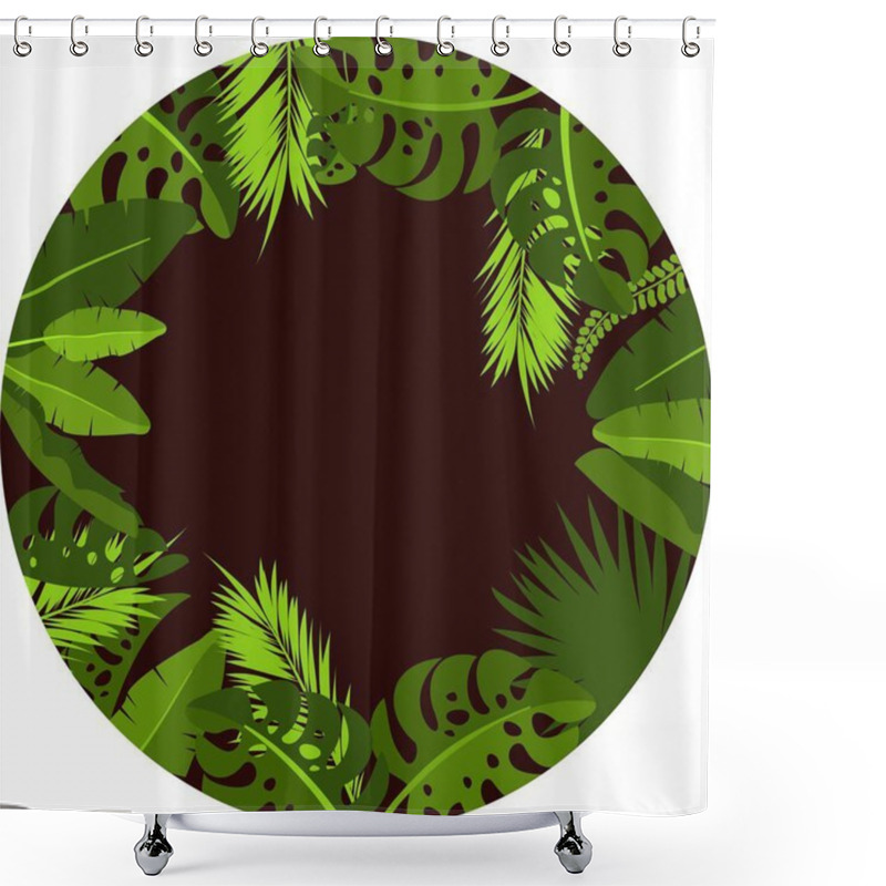 Personality  Frame With Tropical Jungle Leaves Shower Curtains