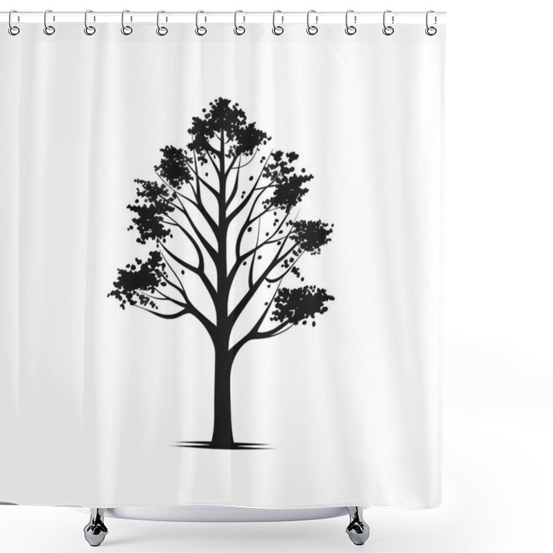 Personality  Elegant Silhouette Of A Tree With Intricate Branches And Leaves. Shower Curtains