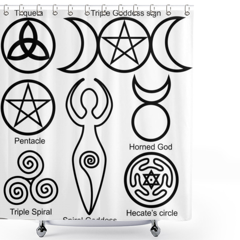 Personality  Set Of The Wiccan Symbols Shower Curtains