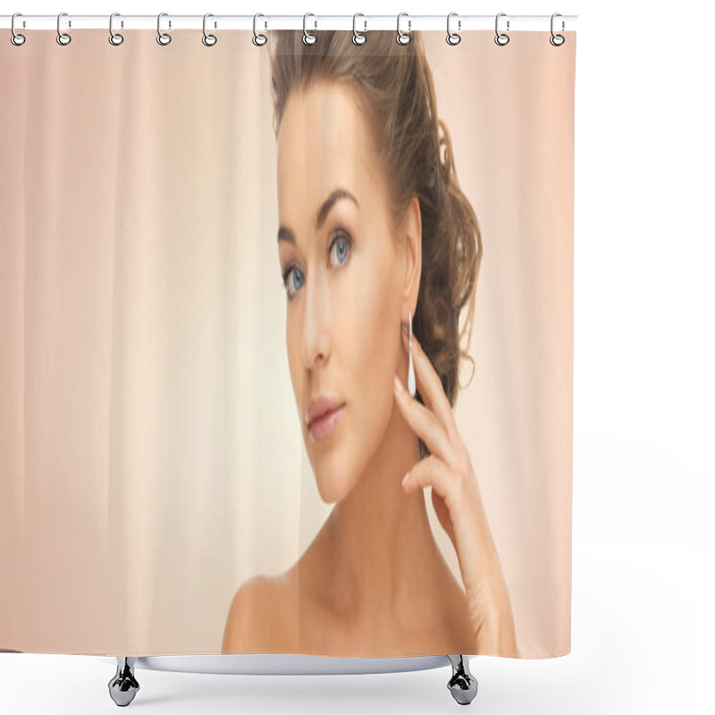 Personality  Woman With Diamond Earrings Shower Curtains