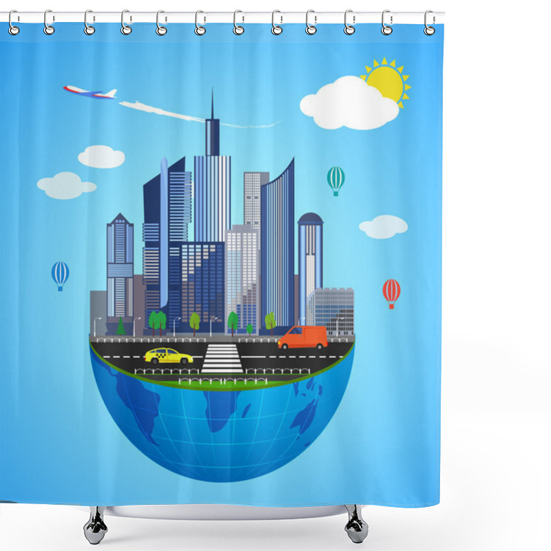 Personality  Urban Earth Concept. Vector Illustration Shower Curtains