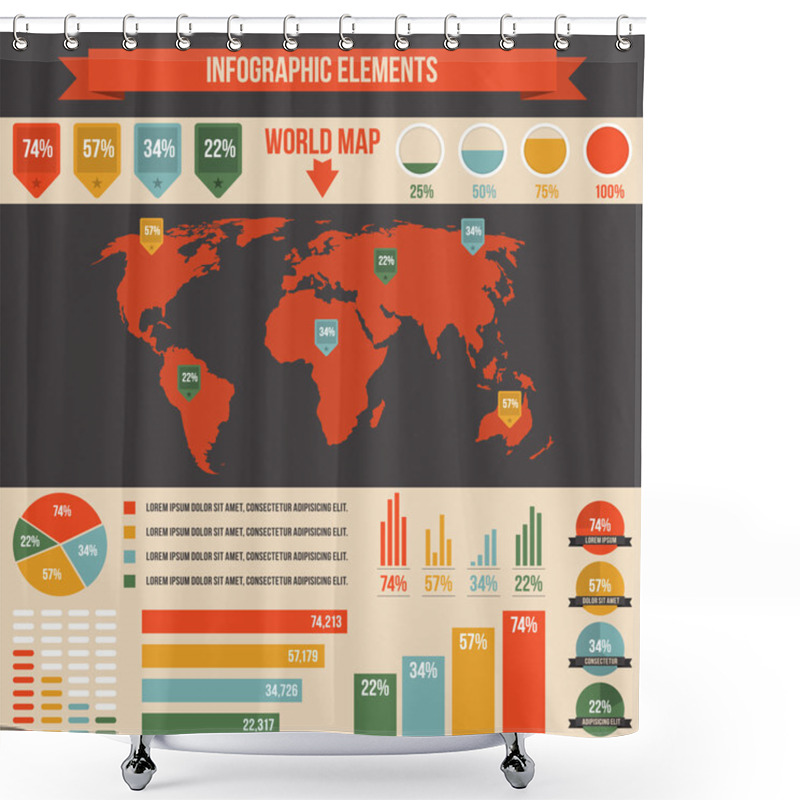 Personality  Set Of Infographic Elements Shower Curtains