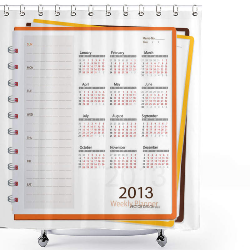 Personality  2013 Calendar Notebook, Vector Illustration. Shower Curtains