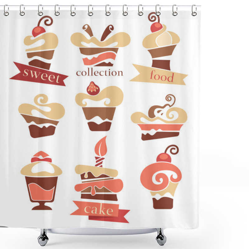 Personality  Vector Collection Of Cakes Images, Symbols And Emblems Shower Curtains