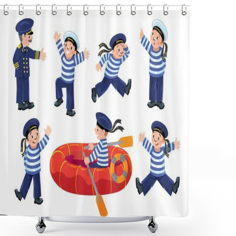 Personality  Funny Sailors And Captain Set Shower Curtains