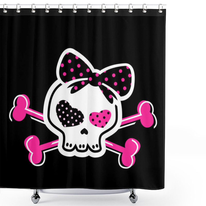 Personality  Cute Skull On Crossbones Shower Curtains