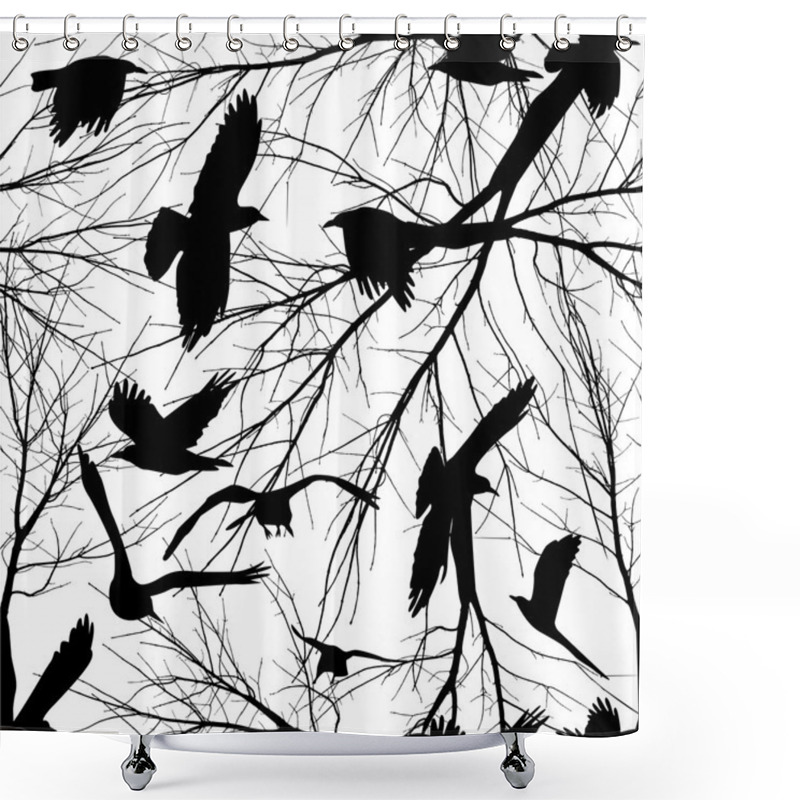 Personality  Birds And Tree Branches Shower Curtains