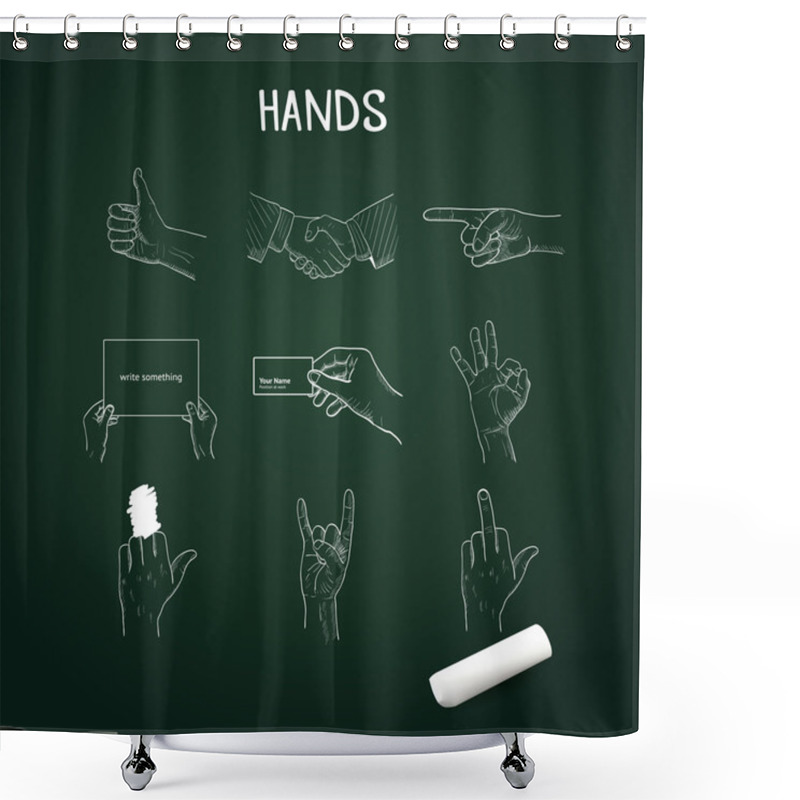 Personality  Hands Doodle Icons Shower Curtains