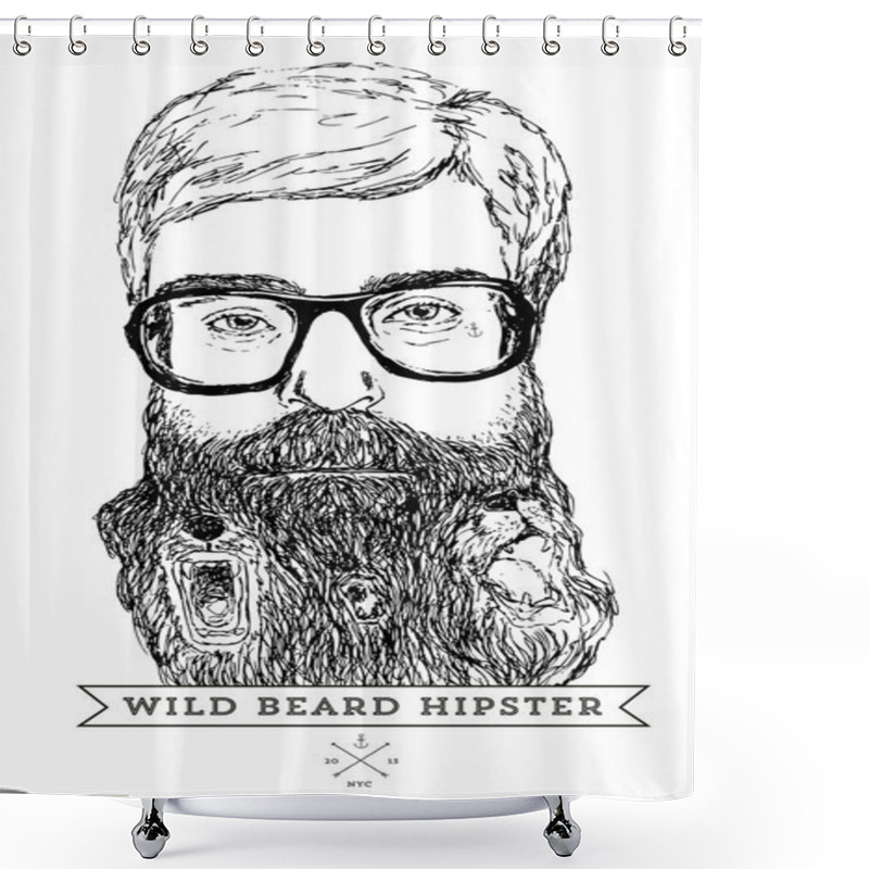 Personality  Wild Beard Hipster Shower Curtains