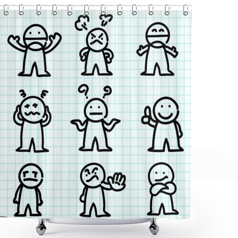 Personality  Emotion Cartoon On Graph Paper. Shower Curtains