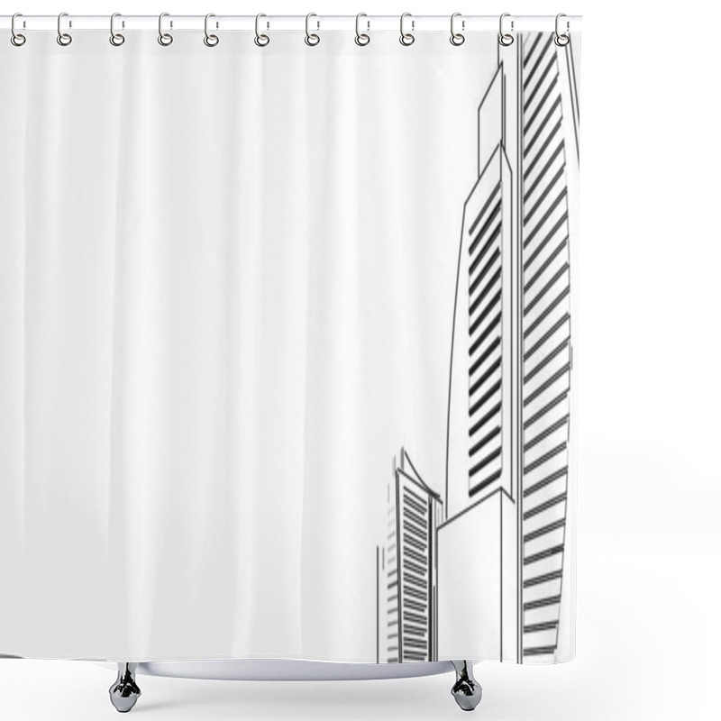 Personality  3D Illustration Architecture Building Perspective Lines. Shower Curtains