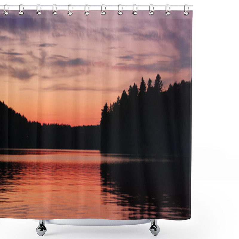 Personality  Romantic Sunset On Lake Shower Curtains