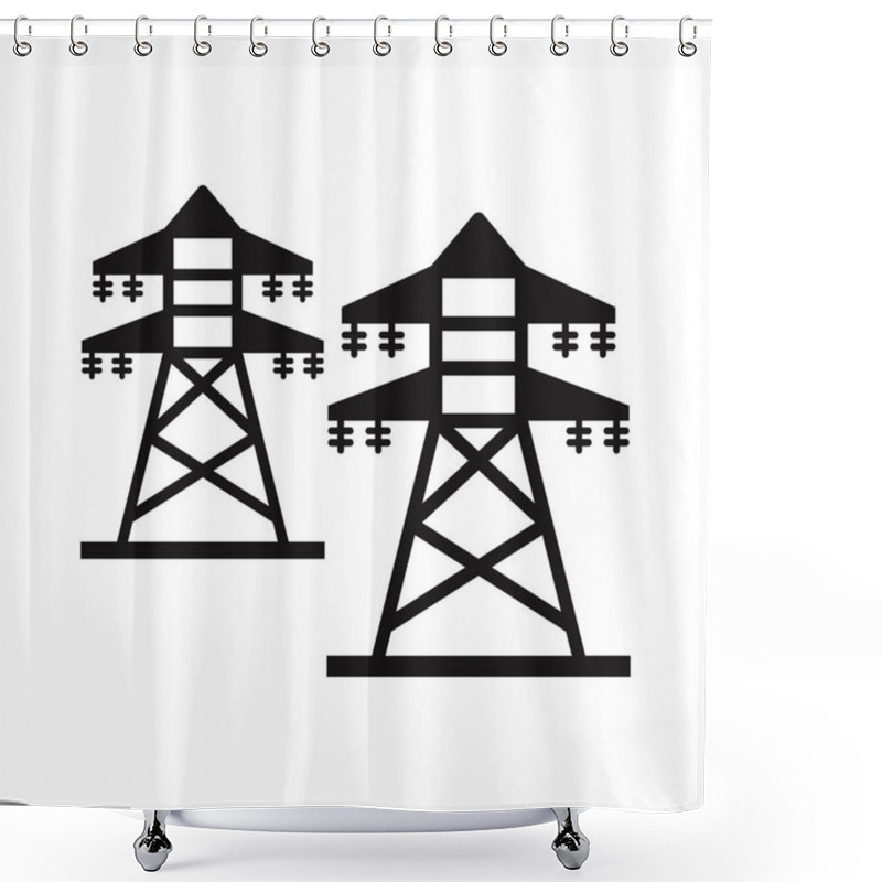 Personality  Electricity Tower Glyph Vector Icon Which Can Easily Modify Or Edit Shower Curtains