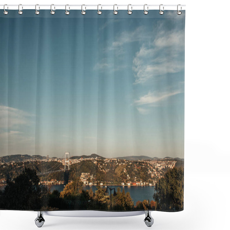 Personality  Bridge Over Bosphorus Strait, And Picturesque Cityscape Shower Curtains