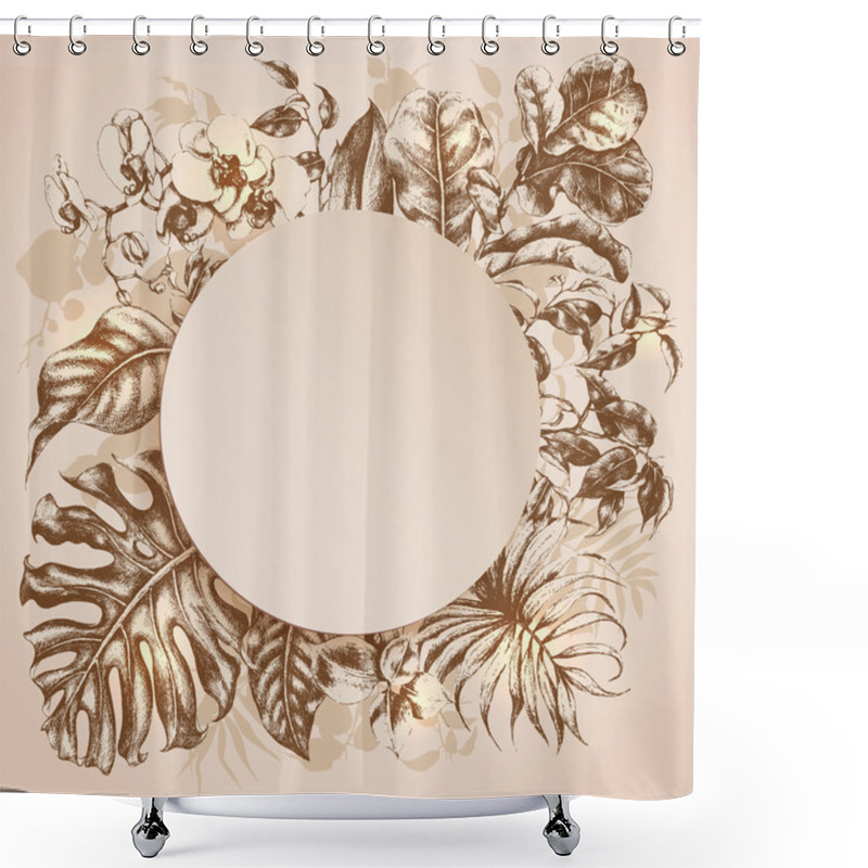 Personality  Tropical Plants Frame. Shower Curtains