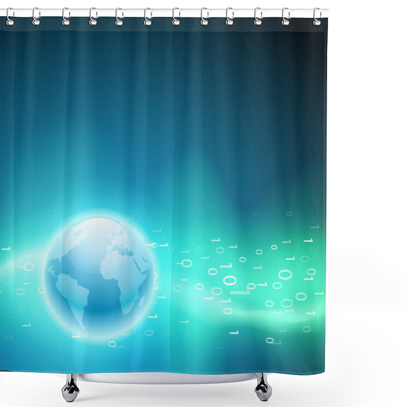 Personality  Stream Of Binary Code To The Globe. Shower Curtains