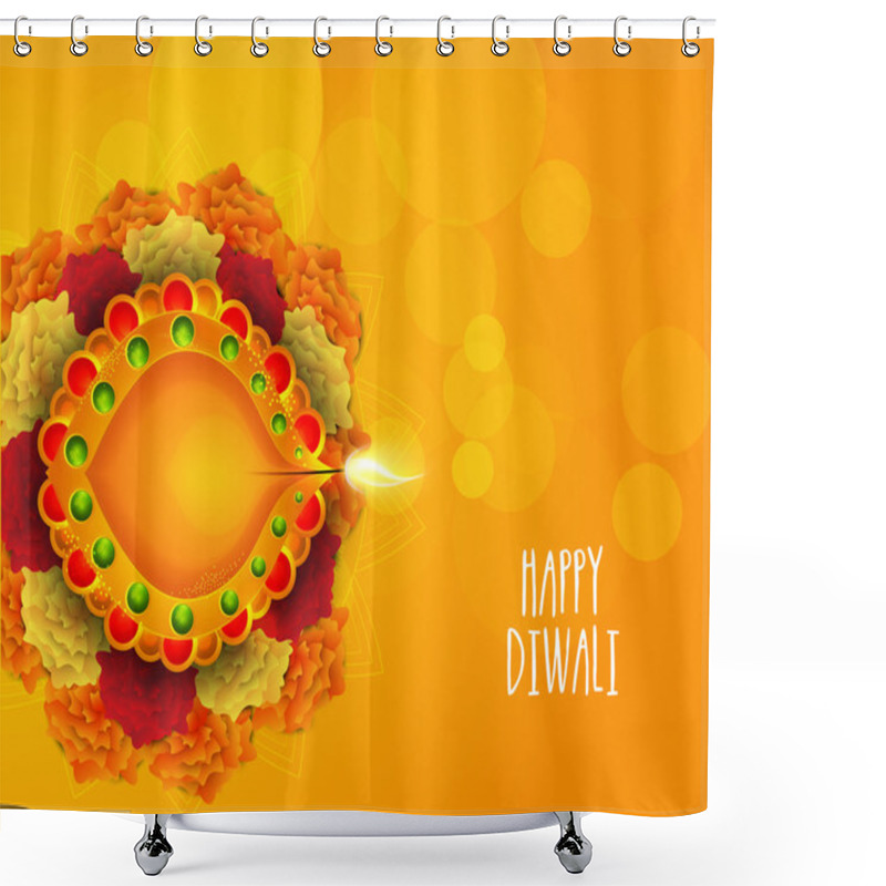 Personality  Lit Lamp For Diwali Celebration. Shower Curtains