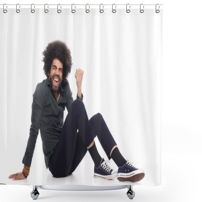 Personality  Portrait Of A Man With An Afro Shower Curtains