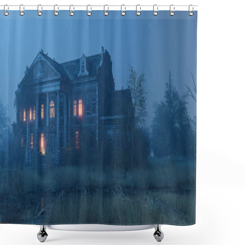 Personality  Southern Mansion Fantasy Architecture, 3D Illustration, 3D Rendering Shower Curtains